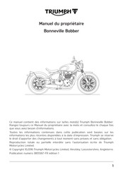 Triumph Bonneville Bobber Manuel Du Propriétaire