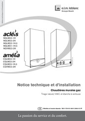 E.L.M. Leblanc acleis NGLM23-1H.5 Notice Technique Et D'installation