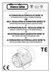 Mecc Alte TE Série Manuel D'instruction Et De Maintenance