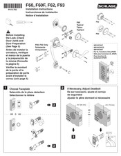 Schlage F60 Notice D'installation
