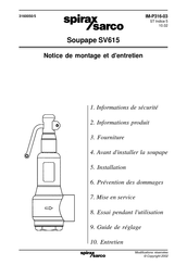 Spirax Sarco SV615 Notice De Montage Et D'entretien