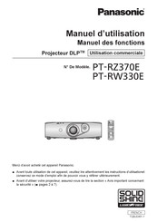 Panasonic DLP PT-RW330E Manuel D'utilisation
