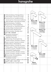 Hansgrohe Metris 100 31088000 Mode D'emploi / Instructions De Montage