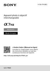 Sony a7RIII Mode D'emploi