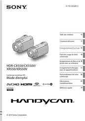 Sony HDR-CX550V Mode D'emploi