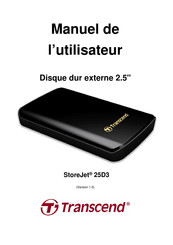 Transcend StoreJet 25D3 Manuel De L'utilisateur