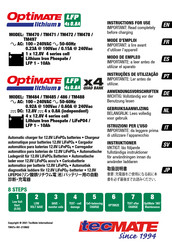 Tecmate Optimate lithium TM470 Mode D'emploi