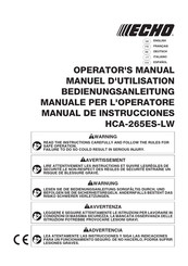 Echo HCA-265ES-LW Manuel D'utilisation