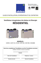 aldes H120 Guide D'installation, D'opération Et De L'entretien
