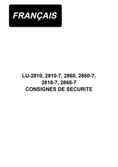 JUKI LU-2810 Consignes De Sécurité