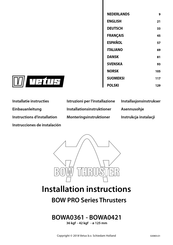 Vetus BOW PRO Série Instructions D'installation