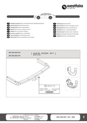 Westfalia 305 565 600 001 Notice De Montage Et D'utilisation