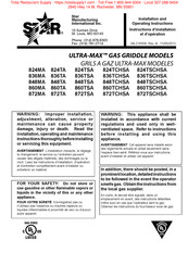 Star ULTRA-MAX 836TSCHSA Instructions D'installation Et D'opération