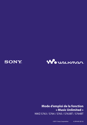 Sony WALKMAN NWZ-S765 Mode D'emploi