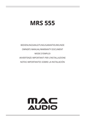 MAC Audio MRS 555 Mode D'emploi