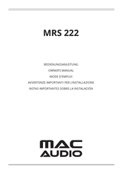 MAC Audio MRS 222 Mode D'emploi