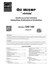 Toyotomi Oil Miser OM-180 Instructions D'utilisation Et D'entretien