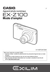 Casio EX-Z100 Mode D'emploi
