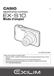 Casio Exilim EX-S10 Mode D'emploi