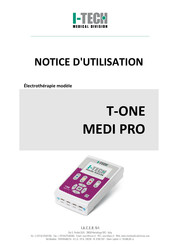 I-Tech T-ONE MEDI PRO Notice D'utilisation