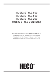 Heco MUSIC STYLE 800 Mode D'emploi