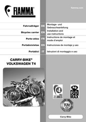 Fiamma CARRY-BIKE VOLKSWAGEN T4 Instructions De Montage Et Mode D'emploi