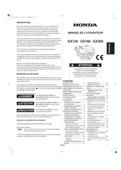 Honda GX120 Manuel De L'utilisateur
