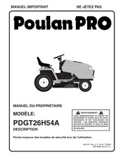 Poulan Pro PDGT26H54A Manuel Du Propriétaire