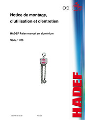 HADEF 11/09 Série Notice De Montage, D'utilisation Et D'entretien