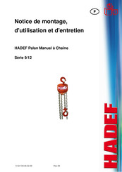 Hadef 9/12 Notice De Montage, D'utilisation Et D'entretien