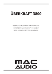 MAC Audio UBERKRAFT 3800 Mode D'emploi/Certificat De Garantie