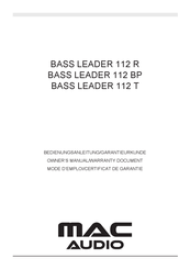 MAC Audio BASS LEADER 112 BP Mode D'emploi/Certificat De Garantie