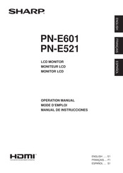 Sharp PN-E601 Mode D'emploi