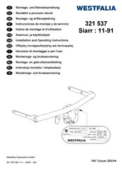 Westfalia 321 537 Notice De Montage Et D'utilisation