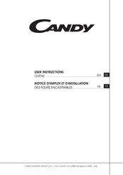 Candy 42833949 Notice D'emploi Et D'installation