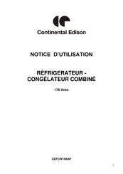 CONTINENTAL EDISON CEFCW166AP Notice D'utilisation