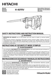 Hitachi H 45FRV Instructions De Sécurité Et Mode D'emploi