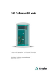 Metrohm 940 Professional IC Vario ONE/ChS/HPG Mode D'emploi