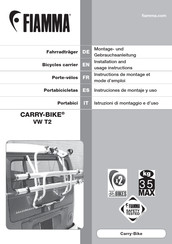 Fiamma CARRY-BIKE VW T2 Instructions De Montage Et Mode D'emploi