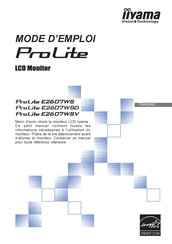 Iiyama ProLite E2607WS Mode D'emploi