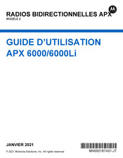 Motorola Solutions APX 6000Li Guide D'utilisation