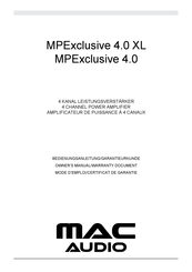 MAC Audio MPExclusive 4.0 XL Mode D'emploi/Certificat De Garantie