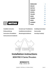 Vetus BOWA0574 Instructions D'installation