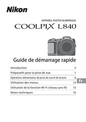 Nikon COOLPIX L840 Guide De Démarrage Rapide