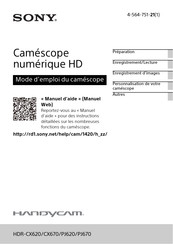 Sony HDR-CX620 Mode D'emploi