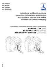 Beko BEKOMAT 14 CO Instructions De Montage Et De Service