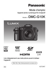 Panasonic Lumix DMC-G10K Mode D'emploi