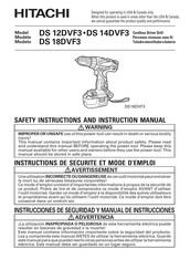 Hitachi DS 14DVF3 Instructions De Sécurité Et Mode D'emploi