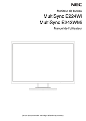 NEC MultiSync E224Wi Manuel De L'utilisateur