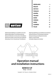 Vetus BOW3512F Manuel D'utilisation Et Instructions D'installation